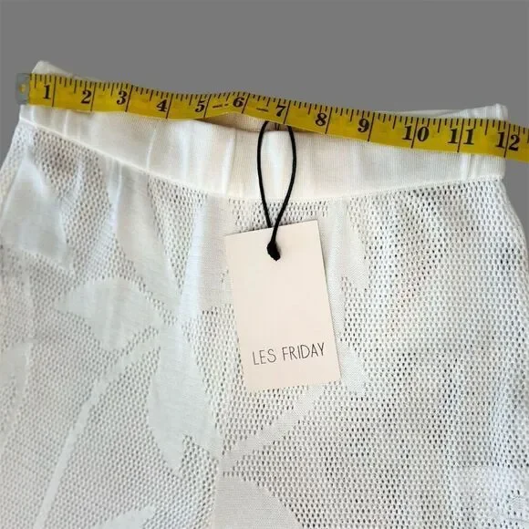 Les Friday Women's White Beach Pants Wide Leg Size S Resort Wear Knit wear NWT - Picture 11 of 15
